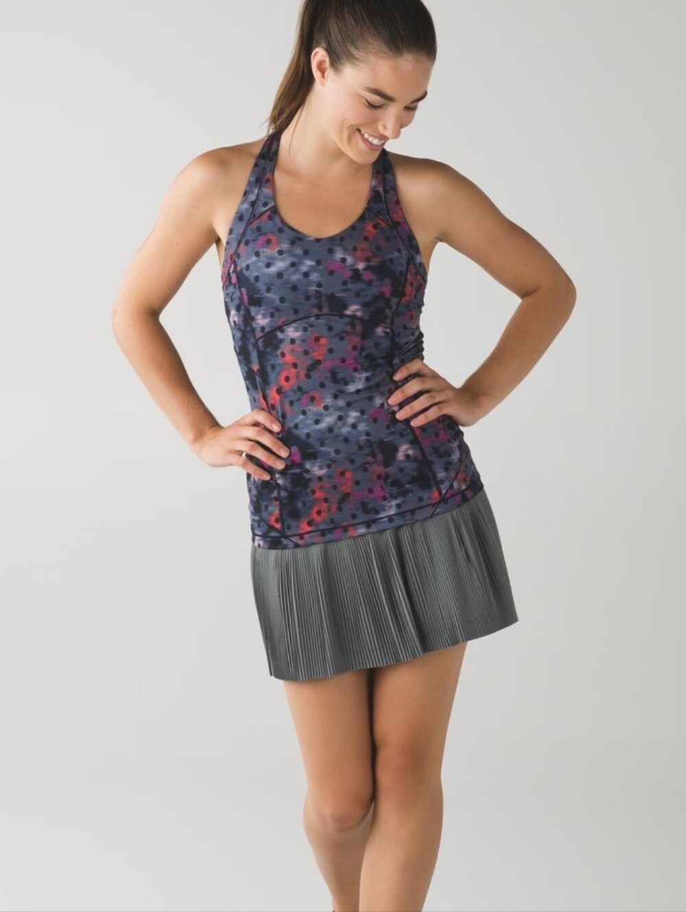 Lululemon Kanto Catch Me Women's Tank Top Windy Blooms Regal Plum Built-in Bra